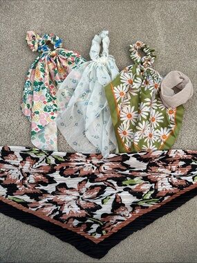 Floral Hair Scarf Scrunchie Set - Daisies & Garden Prints